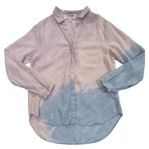 Cloth & Stone Anthropologie Dip Dye Tencel Shirt Womens Med Pink Blue 324